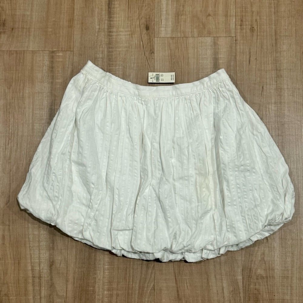 aerie White Textured Bubble Skater Mini Skirt